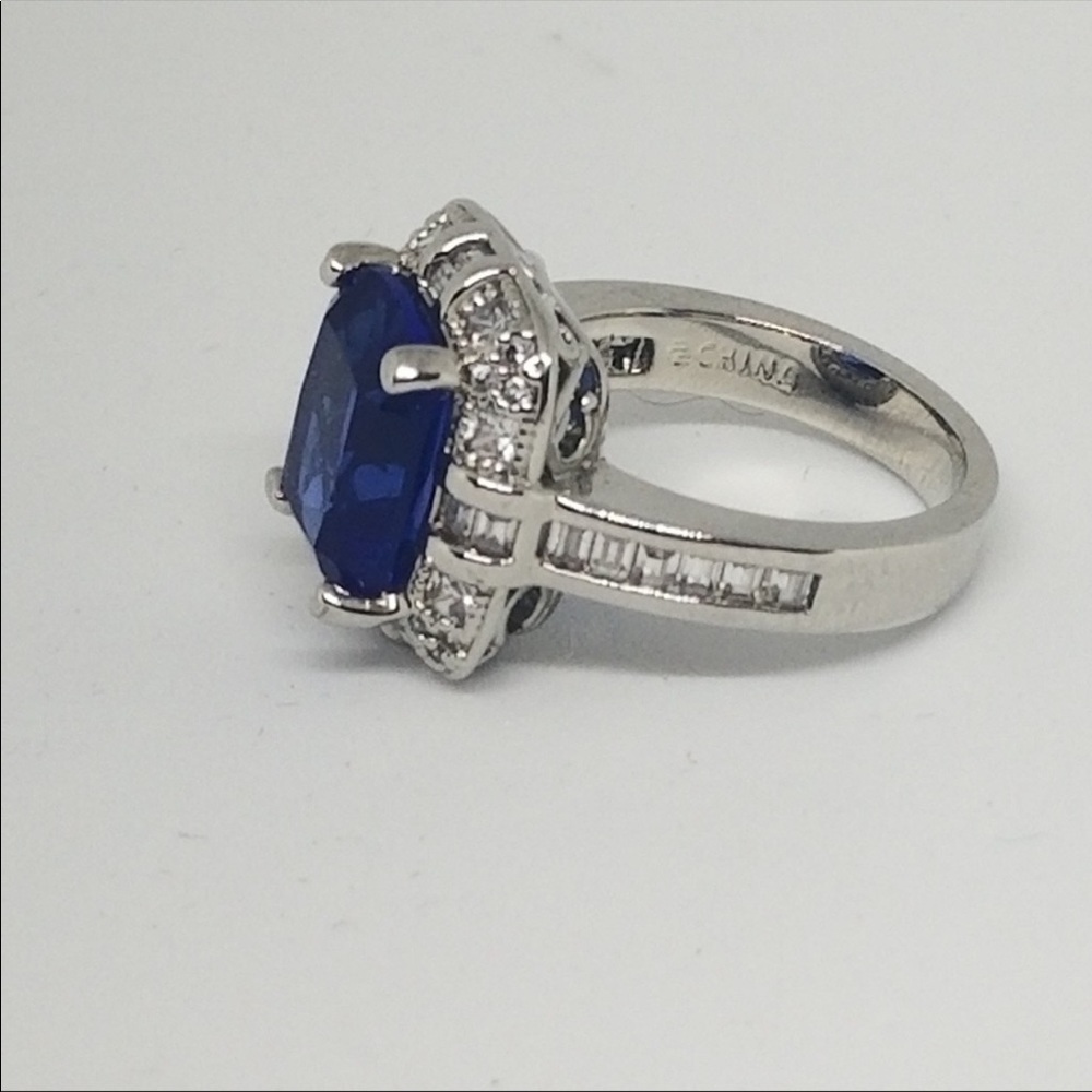 Diamonique Ephiphany Clad Simulated Sapphire Sterling silver ring